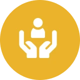 Hands holding person icon