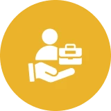 Business support symbol on yellow background